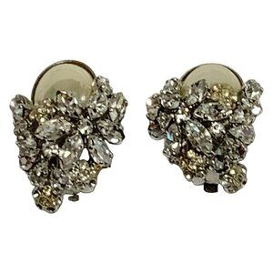Auth DIOR/ChristianDior - Silver Clear Cream Hardware Rhinestones Fake Pearl
